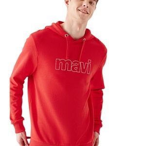 MAVI logo hooded sweatshirt hoodie jacket coat men’s SZ medium unisex red casual